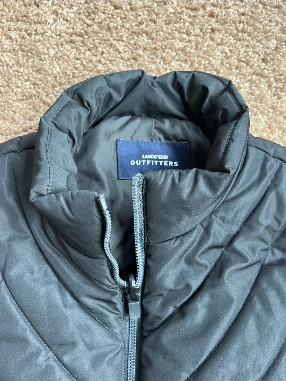 Lands' End Black Quilted Puffer Vest Size M